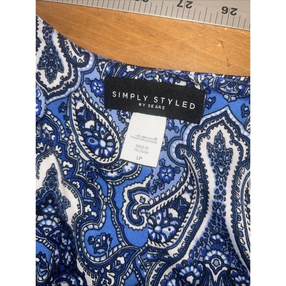 Simply Styled By Sears Women's Dress Size LP Maxi Sleeveless Blue Paisley V Neck - Picture 5 of 6